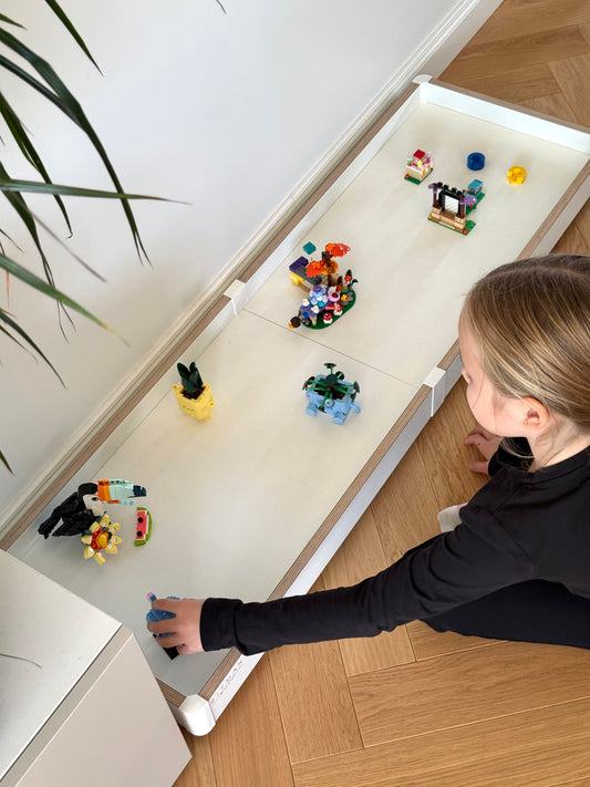 PLAY TRAY PLUS• Rolling Lego Toy Under Bed Storage Girls Room Gift Tray On Wheels Minimalist Rolling Table Montessori Kids Furniture