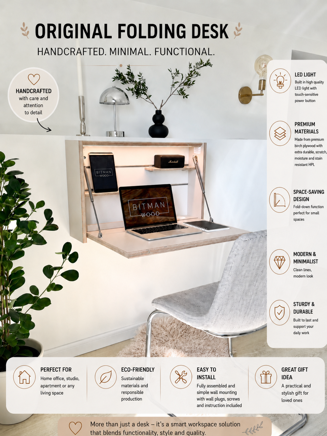 ORIGINAL FOLDING DESK• Sand Beige