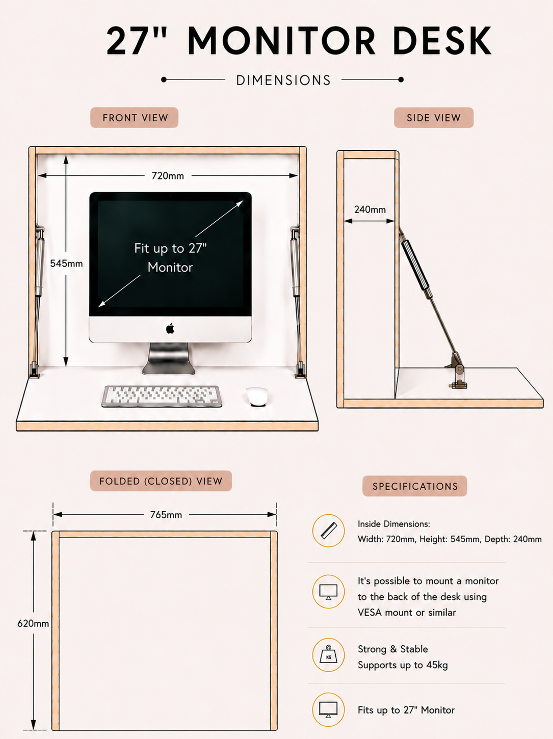 27” MONITOR DESK• Curry Yellow