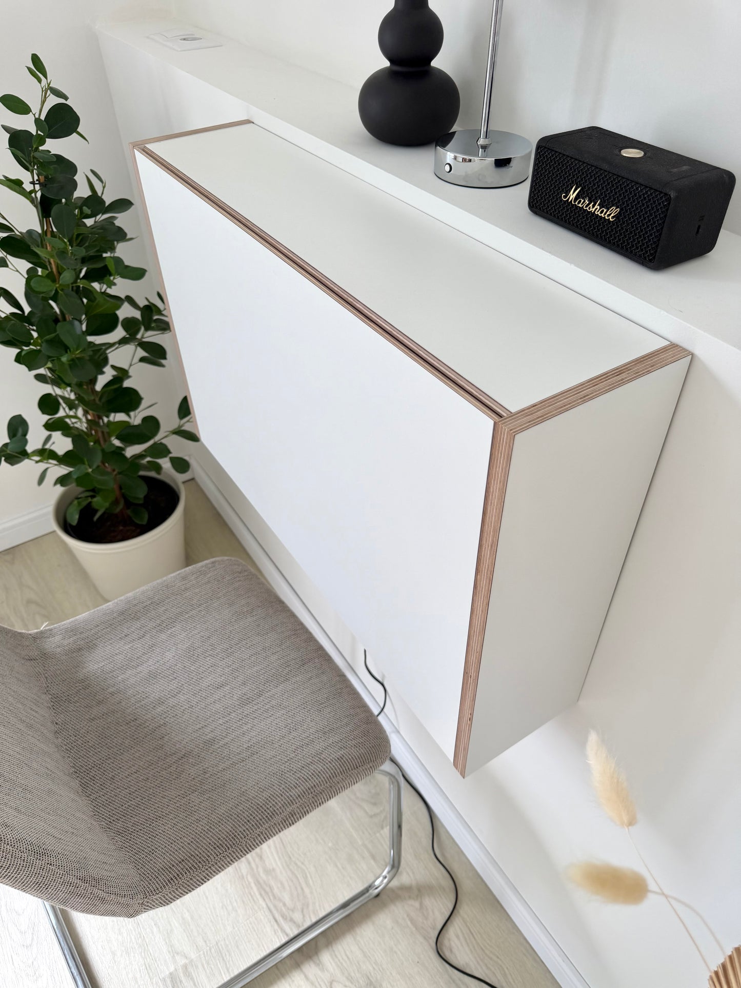 ORIGINAL FOLDING DESK• White Wall Mounted Home Office Floating Fold Down Space Saving Workstation