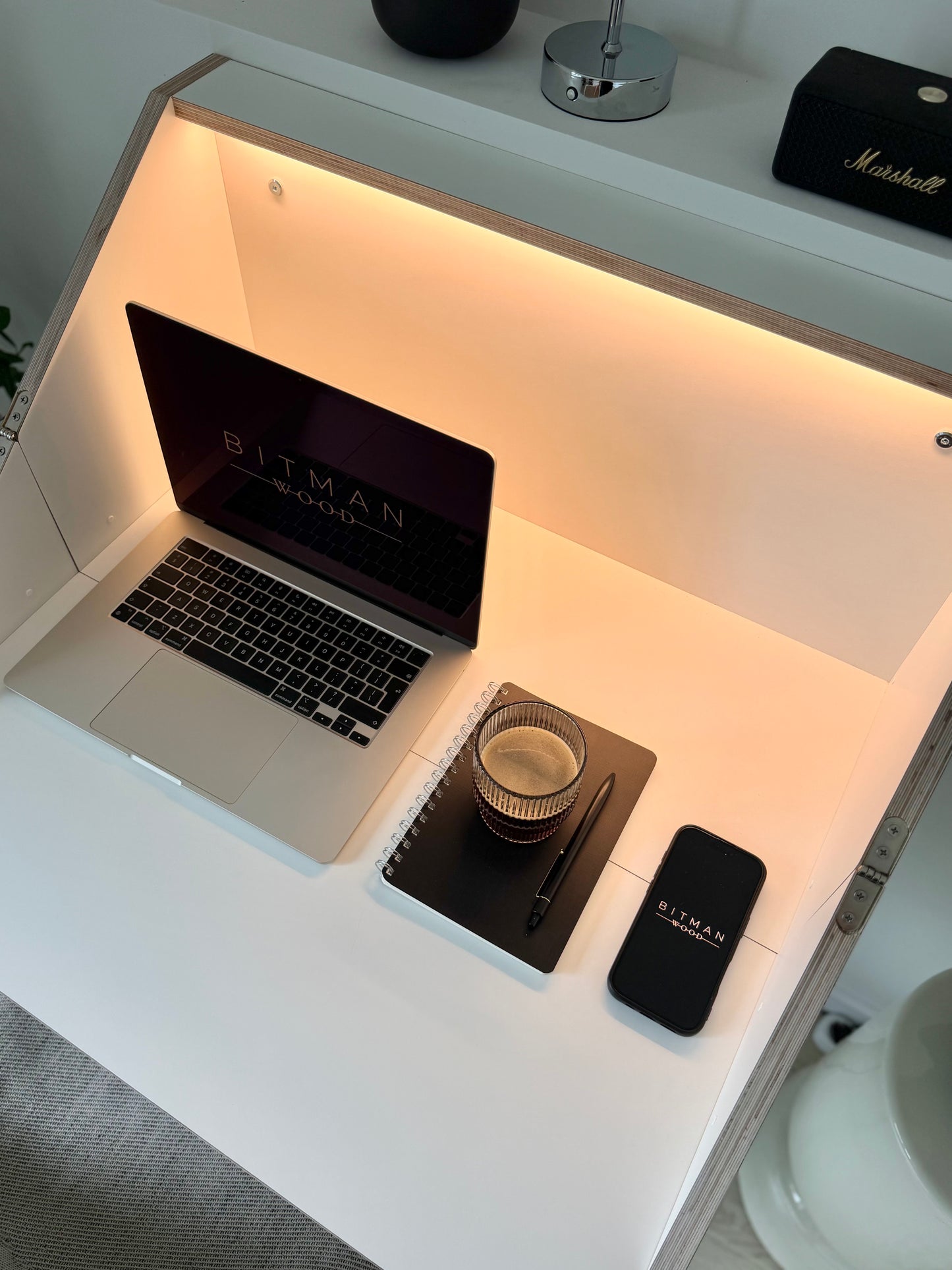 FLOATING SHELF DESK• White Hidden Wall Mounted Home Office Fold Down Space Saving Workstation