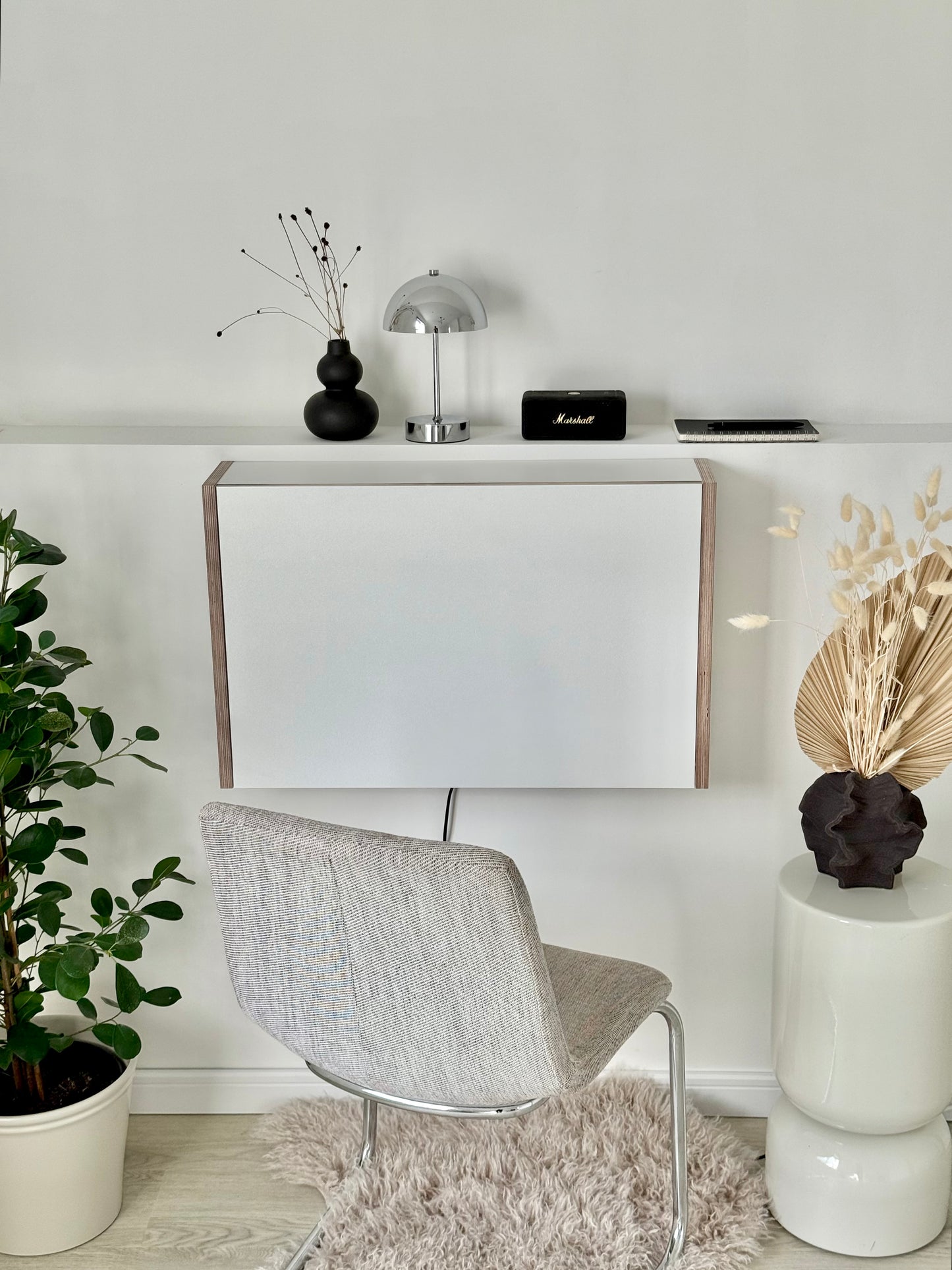 ORIGINAL FOLDING DESK• White Wall Mounted Home Office Space Saving Table With Led Light