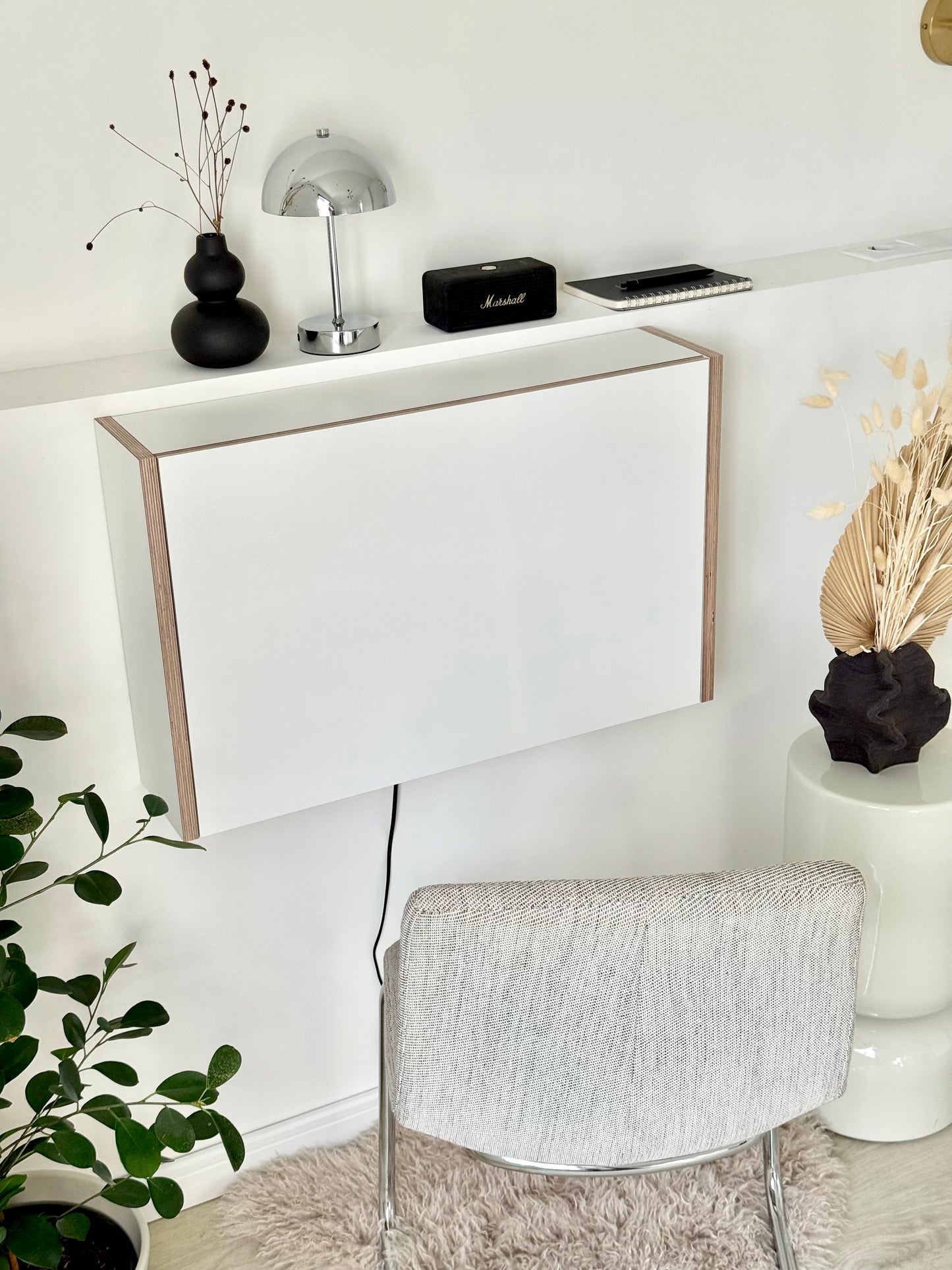 ORIGINAL FOLDING DESK• White Wall Mounted Home Office Space Saving Table With Led Light