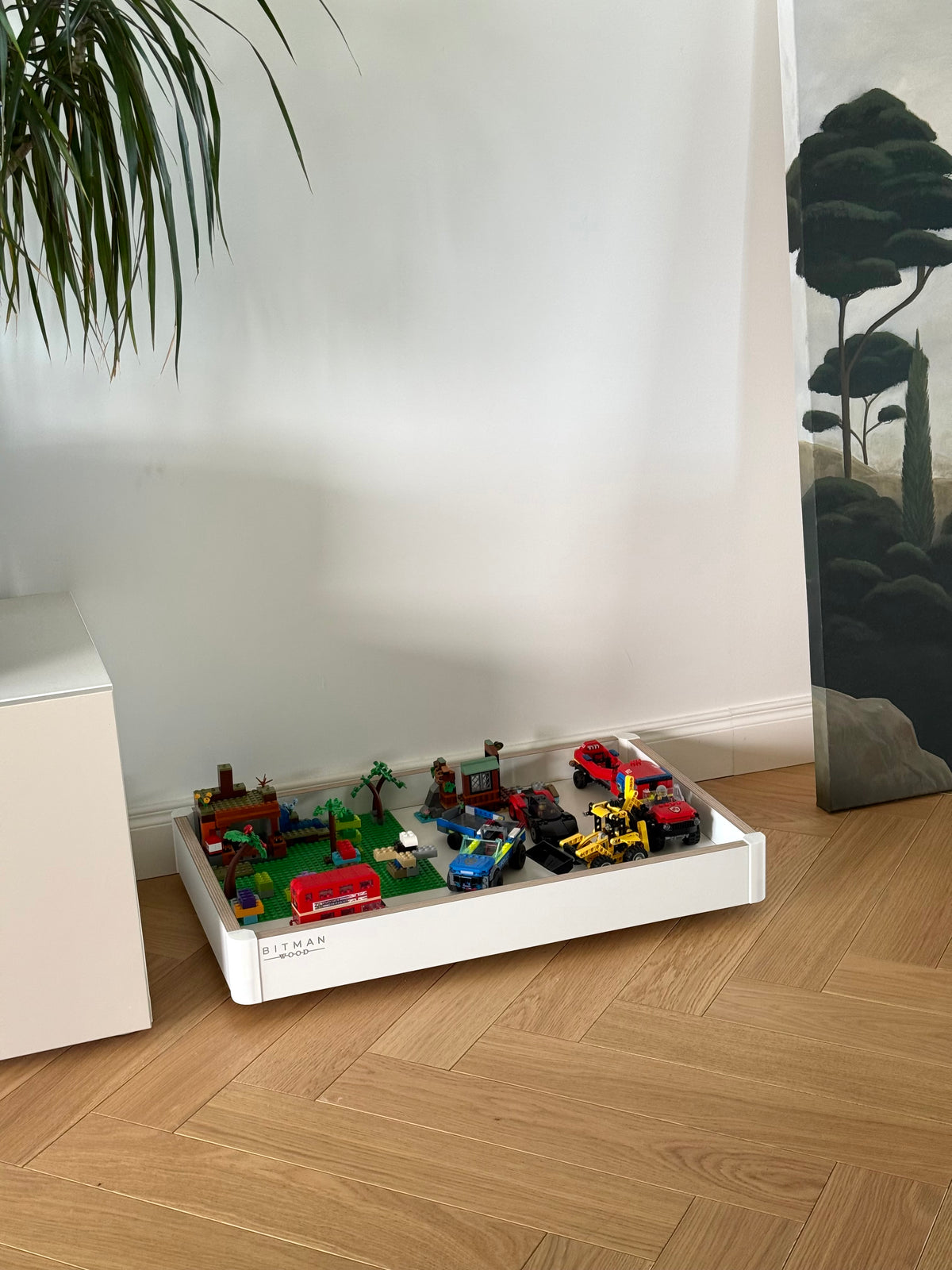PLAY TRAY PLUS• Lego Toy Under Bed Storage Kids Room Gift Tray On Wheels Minimalist Rolling Table Montessori Kids Furniture