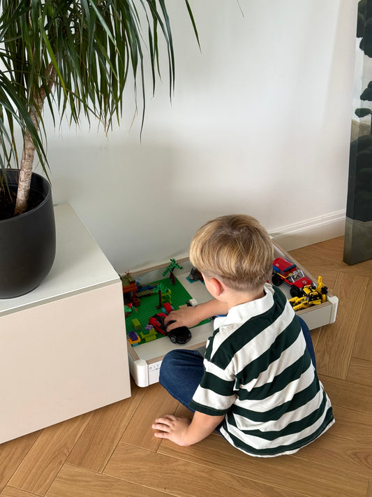 PLAY TRAY PLUS• Lego Toy Under Bed Storage Kids Room Gift Tray On Wheels Minimalist Rolling Table Montessori Kids Furniture