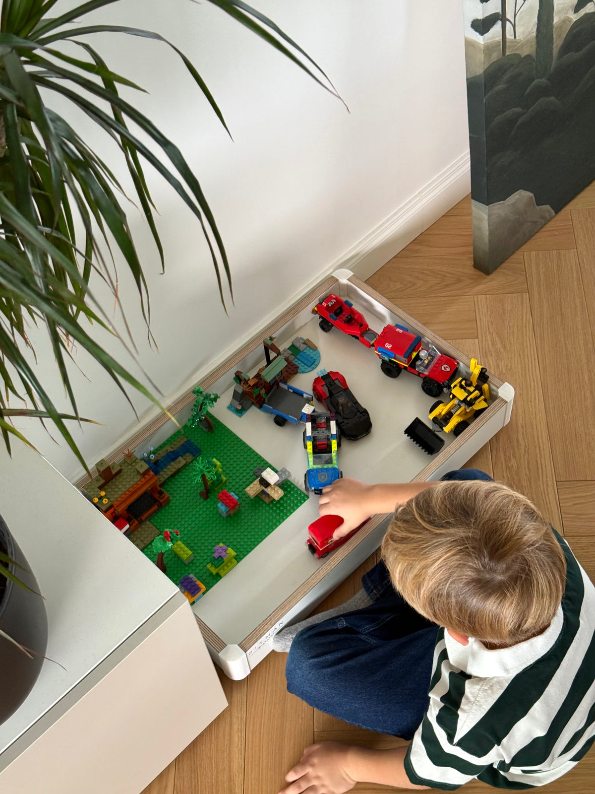 PLAY TRAY PLUS• Lego Toy Under Bed Storage Kids Room Gift Tray On Wheels Minimalist Rolling Table Montessori Kids Furniture