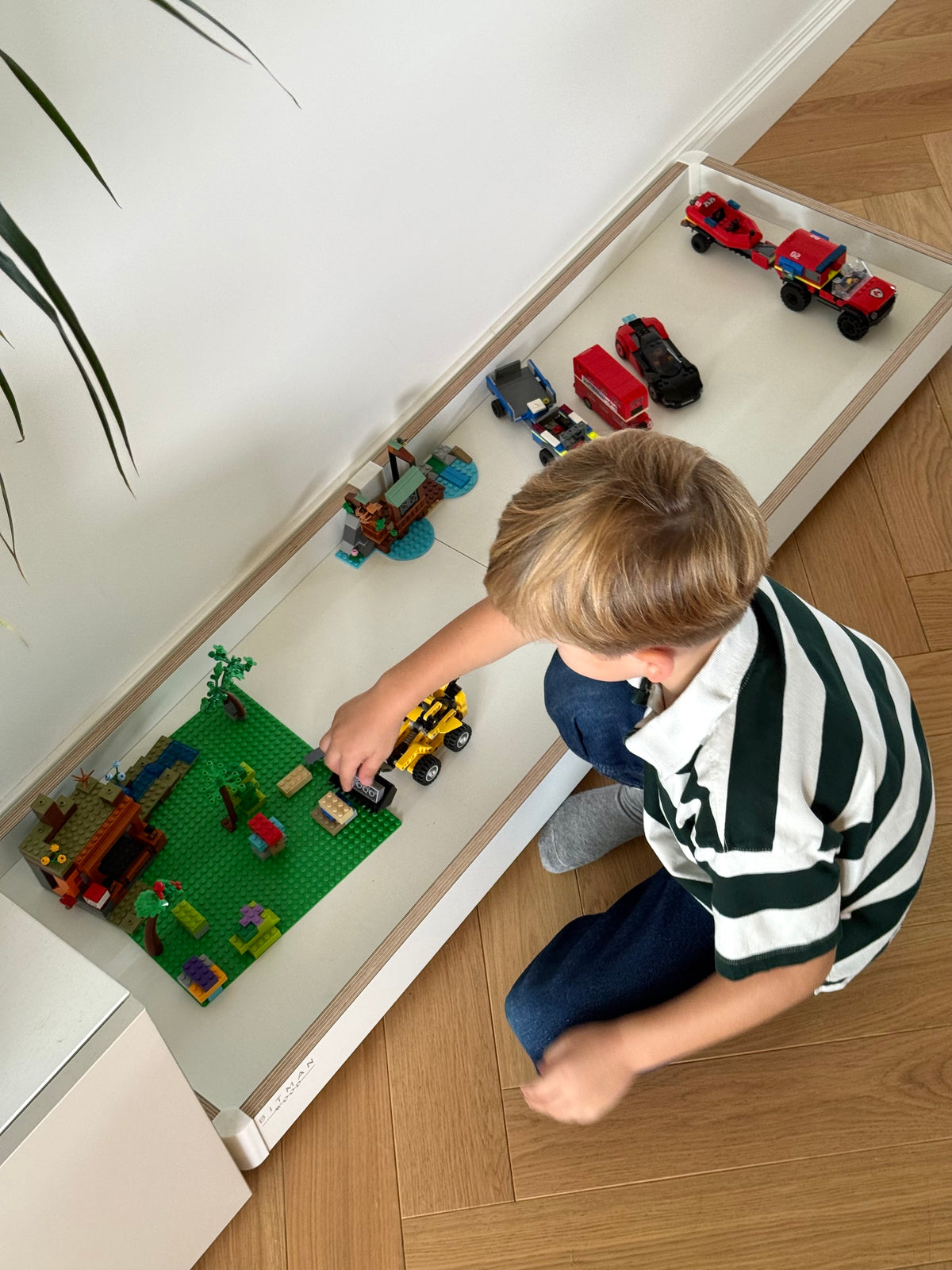 PLAY TRAY PLUS• Lego Toy Under Bed Storage Kids Room Gift Tray On Wheels Minimalist Rolling Table Montessori Kids Furniture