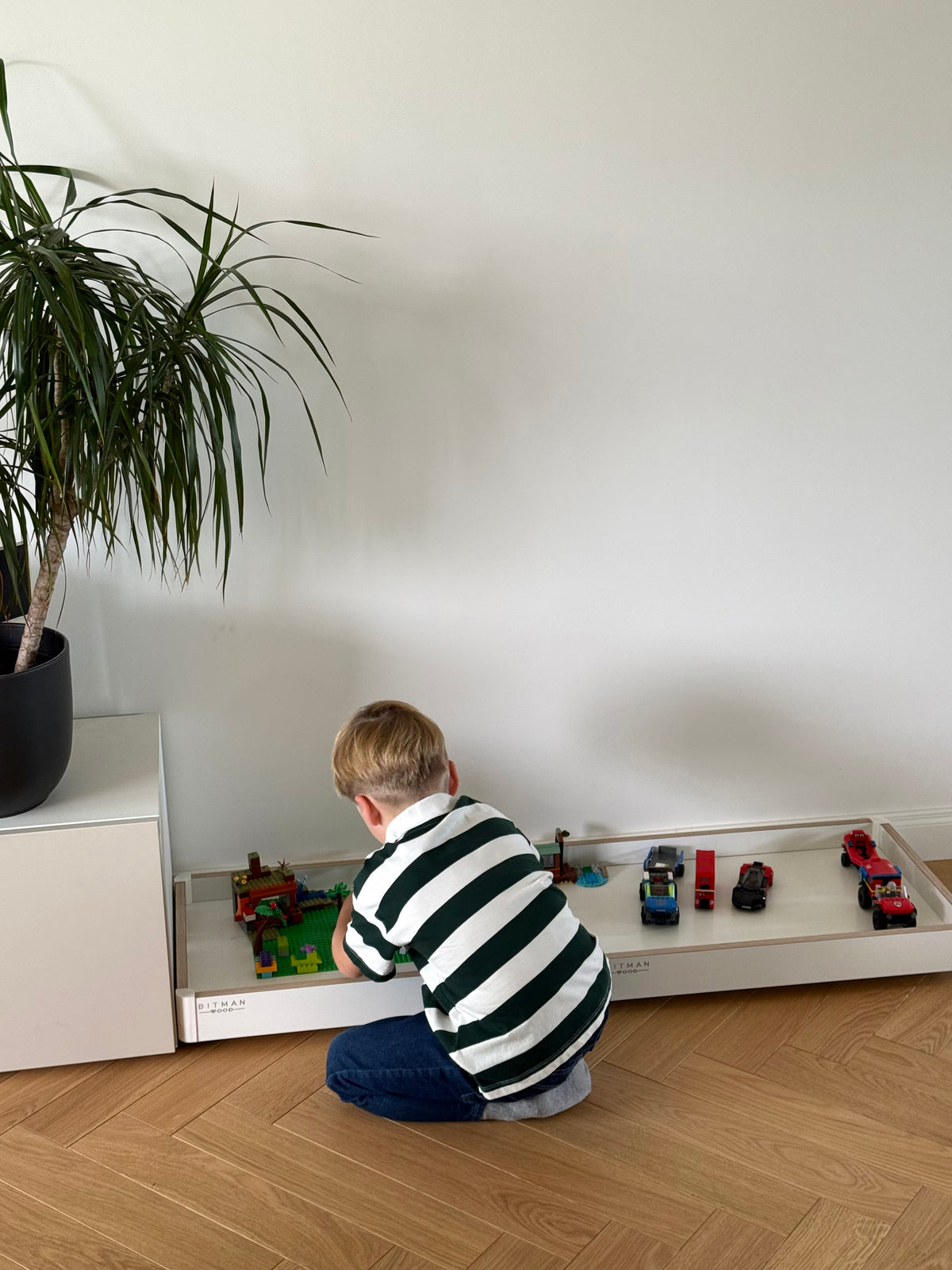 PLAY TRAY PLUS• Lego Toy Under Bed Storage Kids Room Gift Tray On Wheels Minimalist Rolling Table Montessori Kids Furniture