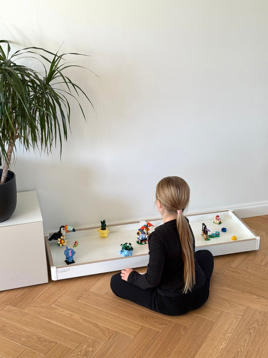 PLAY TRAY PLUS• Rolling Lego Toy Under Bed Storage Girls Room Gift Tray On Wheels Minimalist Rolling Table Montessori Kids Furniture