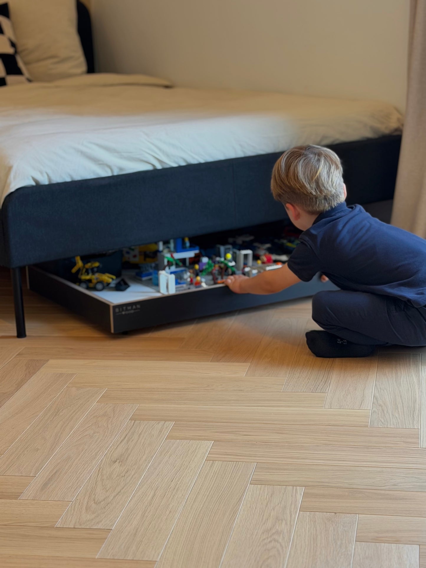 MOBILE PLAY TRAY• Lego Toy Under Bed Storage Tray On Wheels Minimalist Rolling Play Table Montessori Gift For Kids Room Furniture