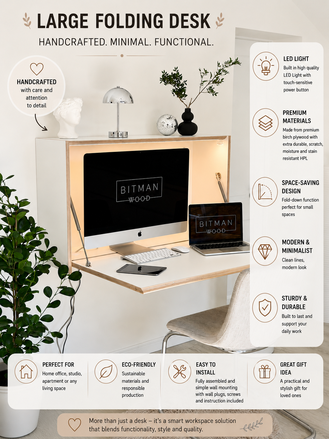 LARGE OFFICE DESK• Premium White