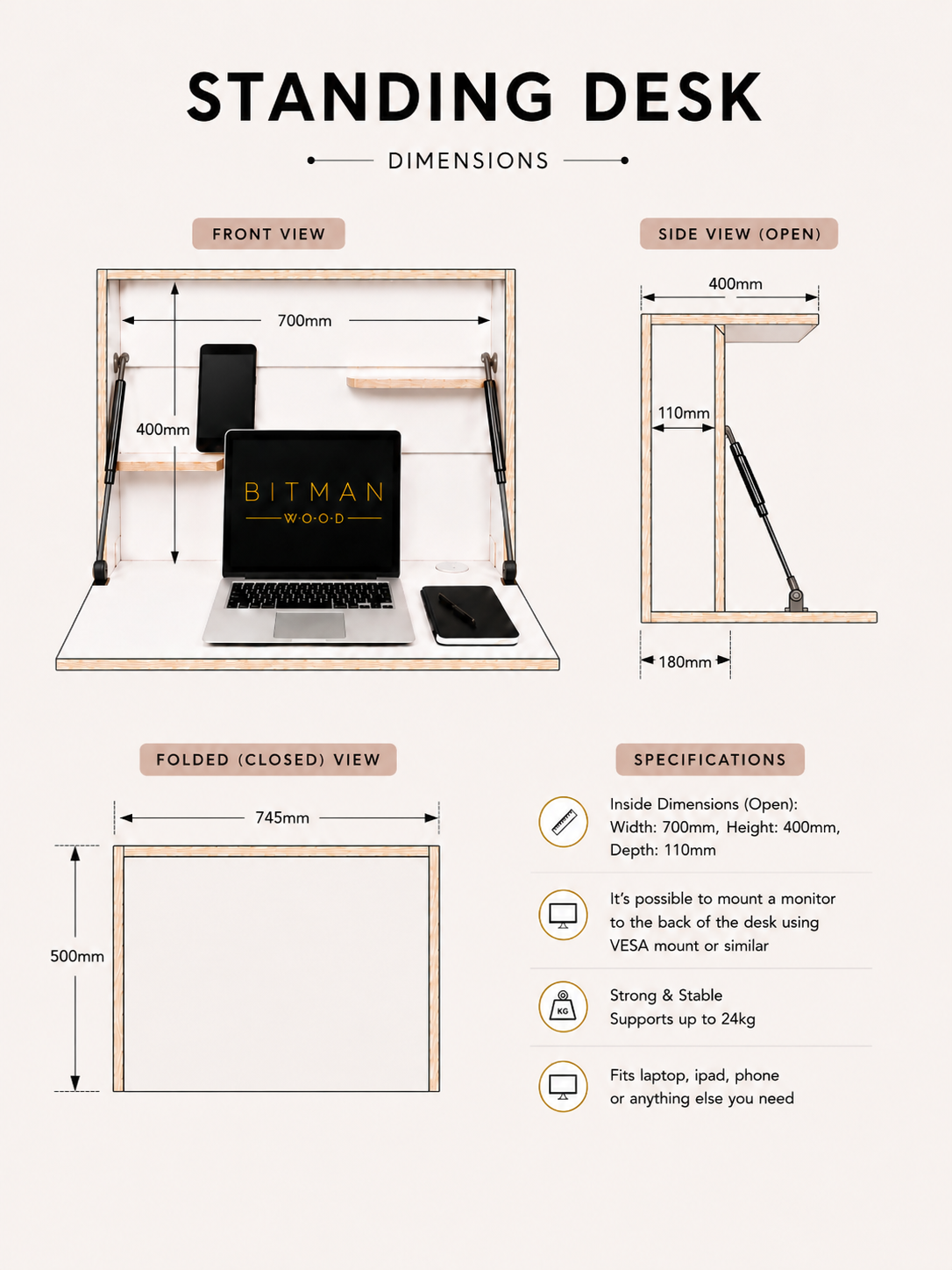 STANDING DESK• Premium White